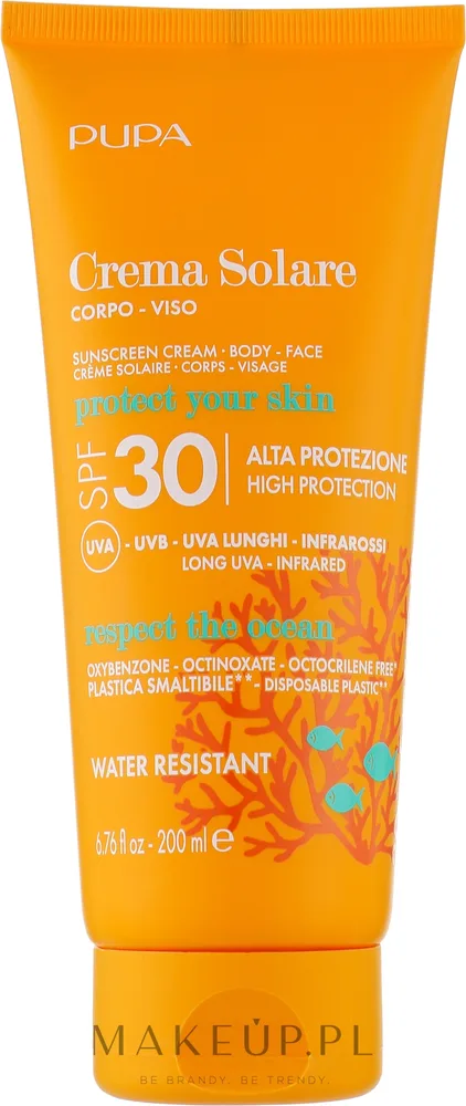 Крем для лица и тела Pupa солнцезащитный SPF 30 водостойкий 200 мл