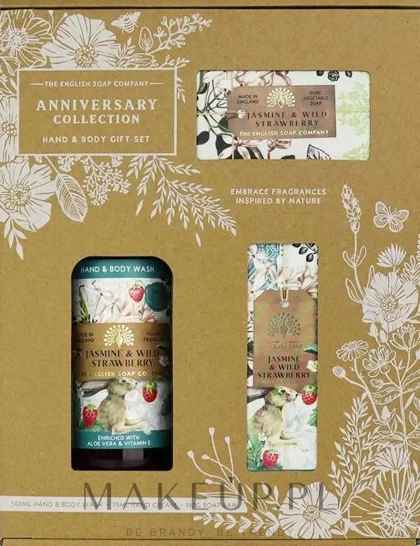 Набор The English Soap Company мыло крем и гель для рук и тела с жасмином и лесной клубникой 190 г+75+500 мл