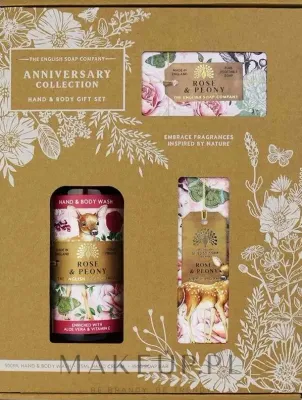 Набор The English Soap Company мыло крем и гель для рук и тела с розой и пионом 190 г+75+500 мл