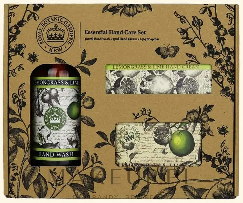 Набор The English Soap Company Lemongrass & Lime мыло 240 г крем для рук 75 мл и жидкое мыло 500 мл