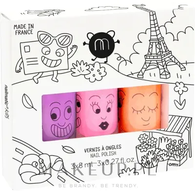 Набор детских лаков для ногтей Nailmatic Paris Neon Kids 3 оттенка по 8 мл на водной основе