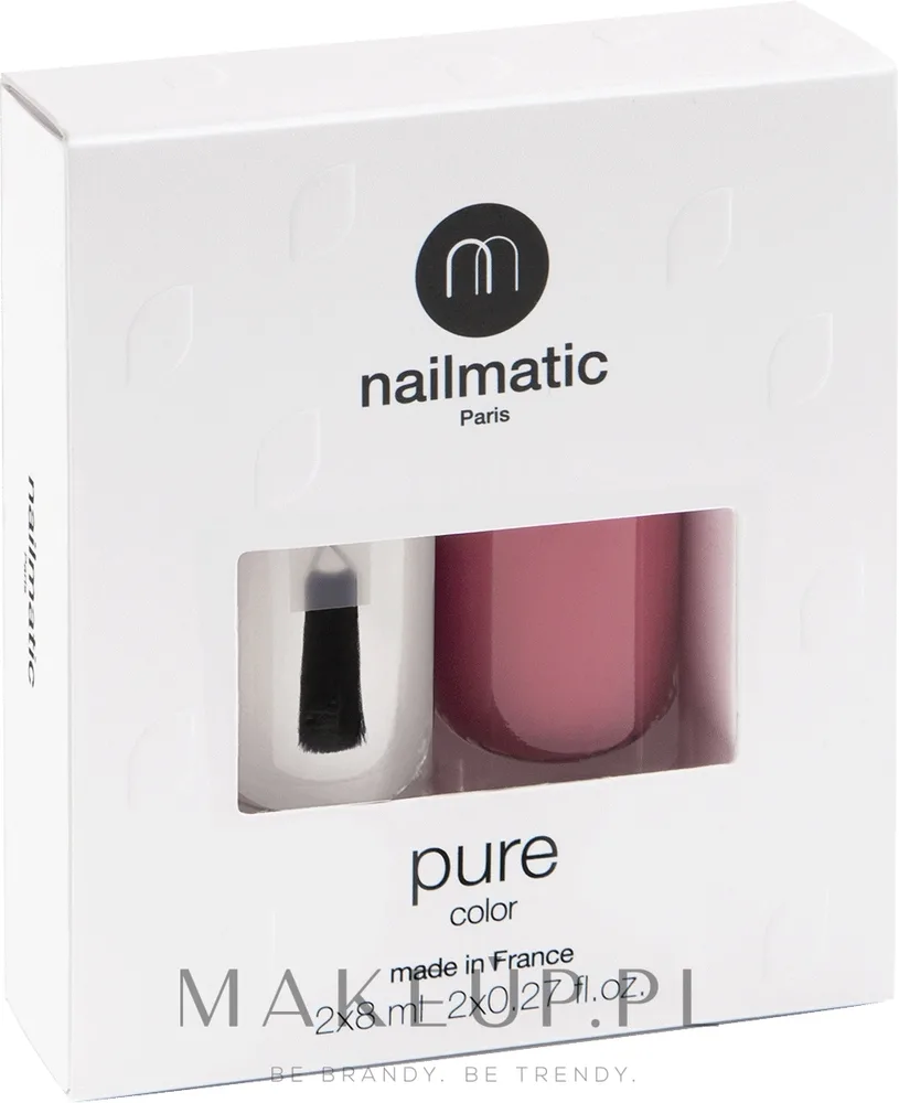 Набор Nailmatic Pure Color база и топ 2 в 1 8 мл и лак для ногтей 8 мл, оттенок Ninon - Rosewood