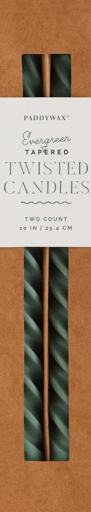 Набор декоративных витых свечей Paddywax Cypress & Fir Evergreen Twisted Taper зеленый