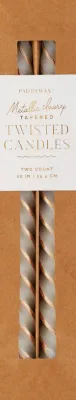 Набор декоративных витых свечей Paddywax Cypress & Fir Metallic Ivory Twisted Taper белый