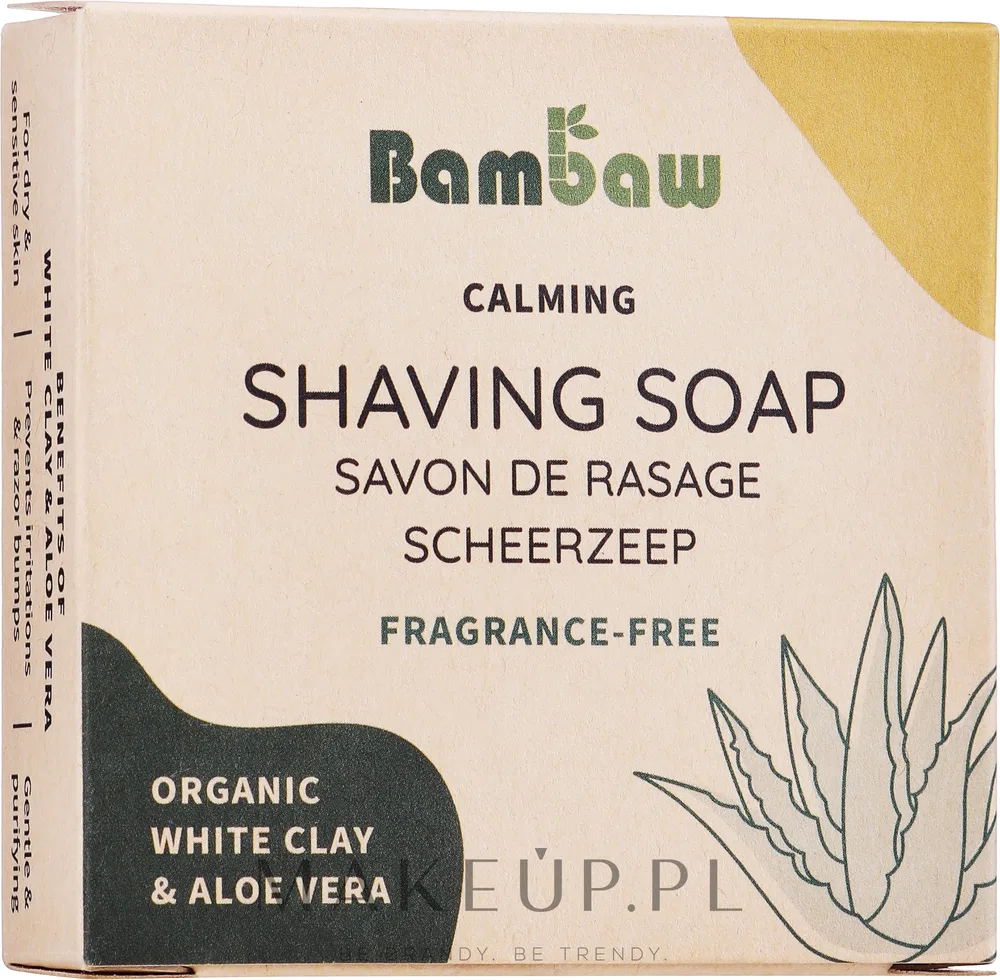 Мыло для бритья Bambaw Organic White Clay & Aloe Vera с белой глиной и алоэ, 80 г