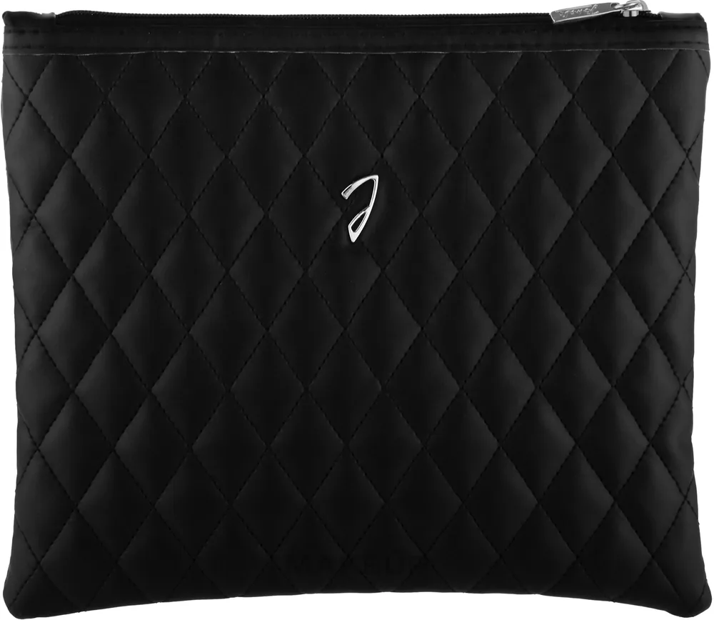 Косметичка Janeke A6130VT Black Quilted Pouch стеганая экокожа черная 22х19 см