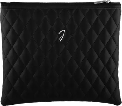 Косметичка Janeke A6130VT Black Quilted Pouch стеганая экокожа черная 22х19 см