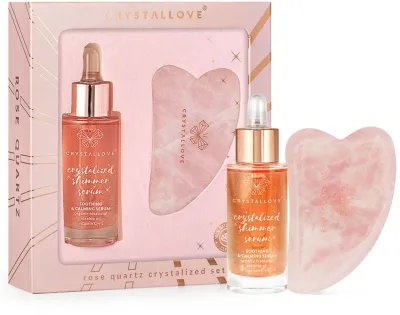 Набор Crystallove Rose Quartz масляная сыворотка с бакучиолом и бисабололом и гуаша из розового кварца 30 мл