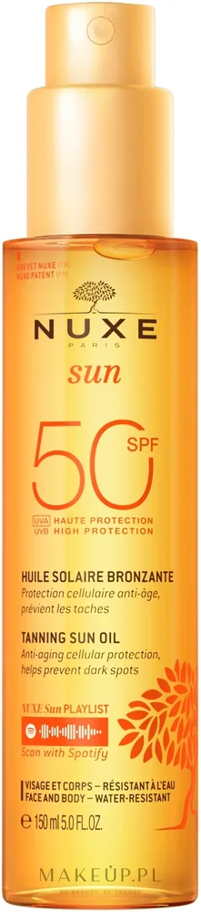 Бронзирующее масло для загара Nuxe Sun SPF 50 для лица и тела