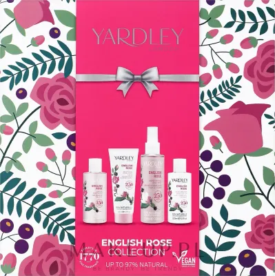 Набор Yardley English Rose гель для душа лосьон спрей для тела и крем для рук с ароматом розы 3x100+50 мл