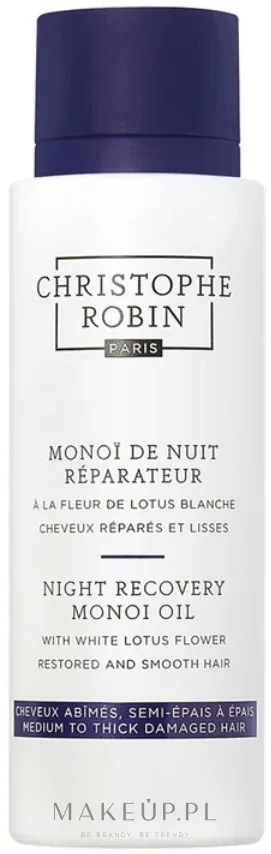 Ночное масло монои для волос с белым лотосом Christophe Robin Night Recovery Monoi Oil