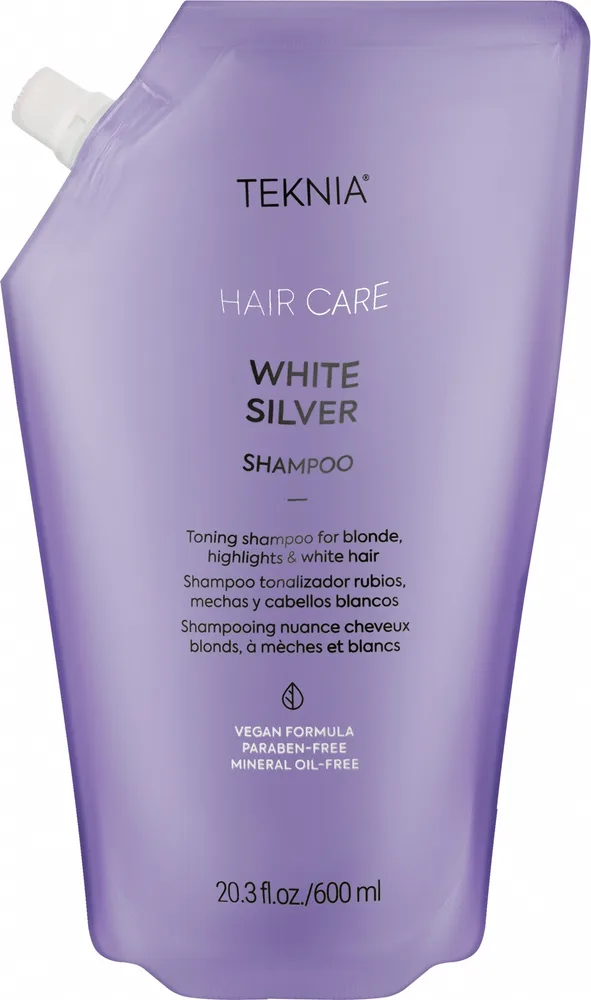 Шампунь Lakme Teknia White Silver тонирующий с экстрактом лотоса и пантенолом, 600 мл, Испания