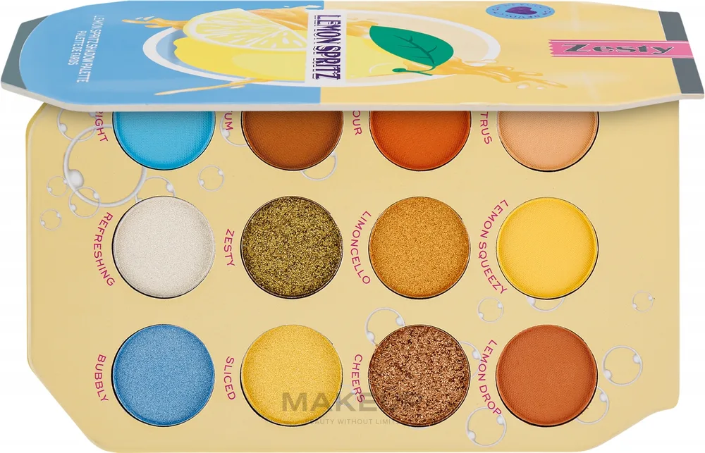 Палетка теней для век I Heart Revolution Lemon Spritz Shadow Palette 12 оттенков