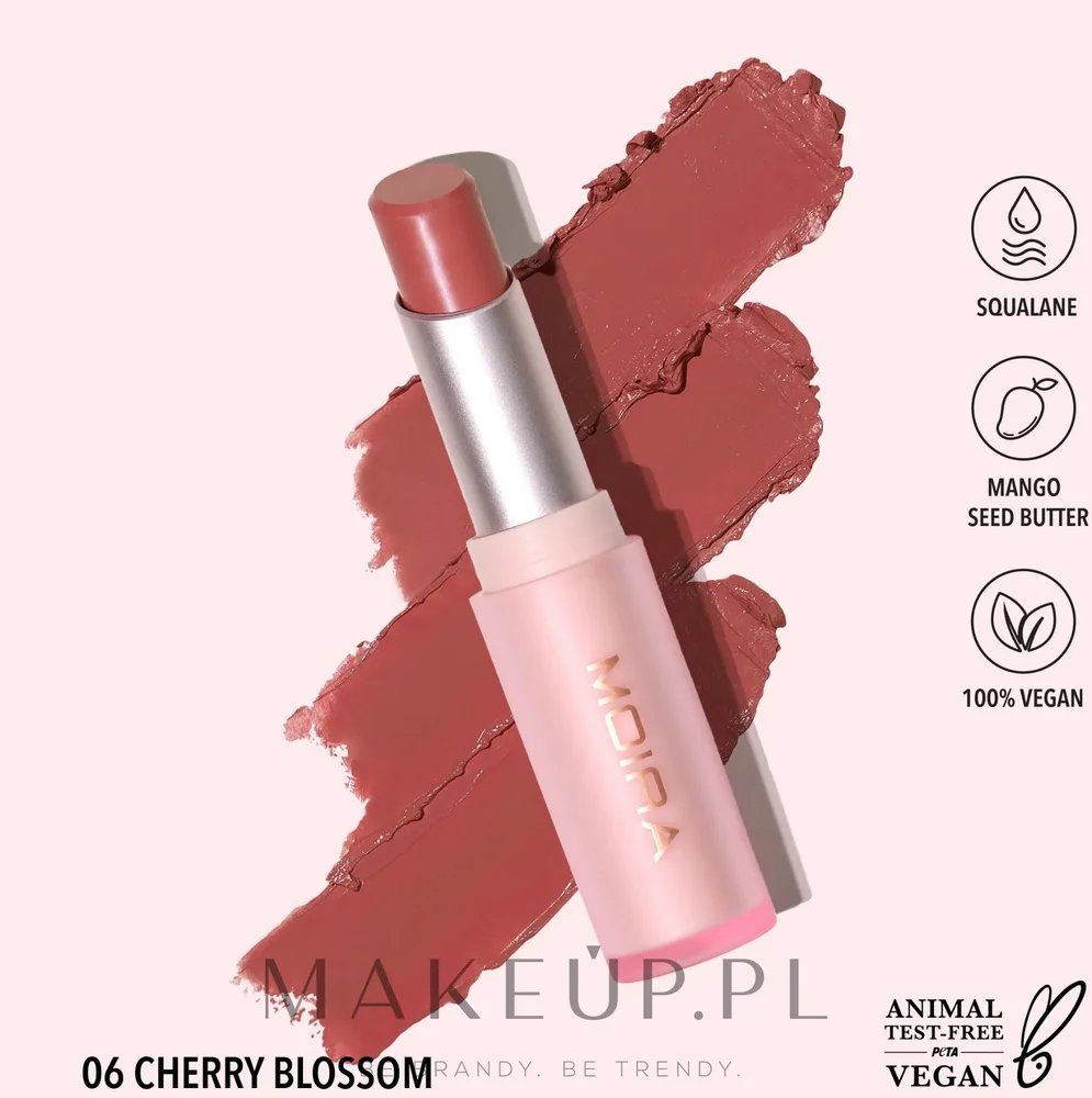 Помада для губ Moira Signature Lipstick с эффектом бальзама, 3,2 г, оттенок 006 - Cherry Blossom