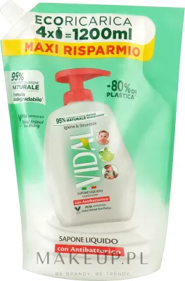 Мыло жидкое Vidal Liquid Soap Antibacterial с мятой и лаймом, сменный блок, 1200 мл