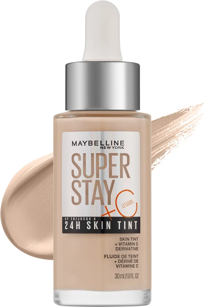 Maybelline New York Podkład do twarzy - Тональное средство Maybelline Super Stay 24H + Vitamin C Skin Tint стойкое сияющее, 30 мл, оттенок 02