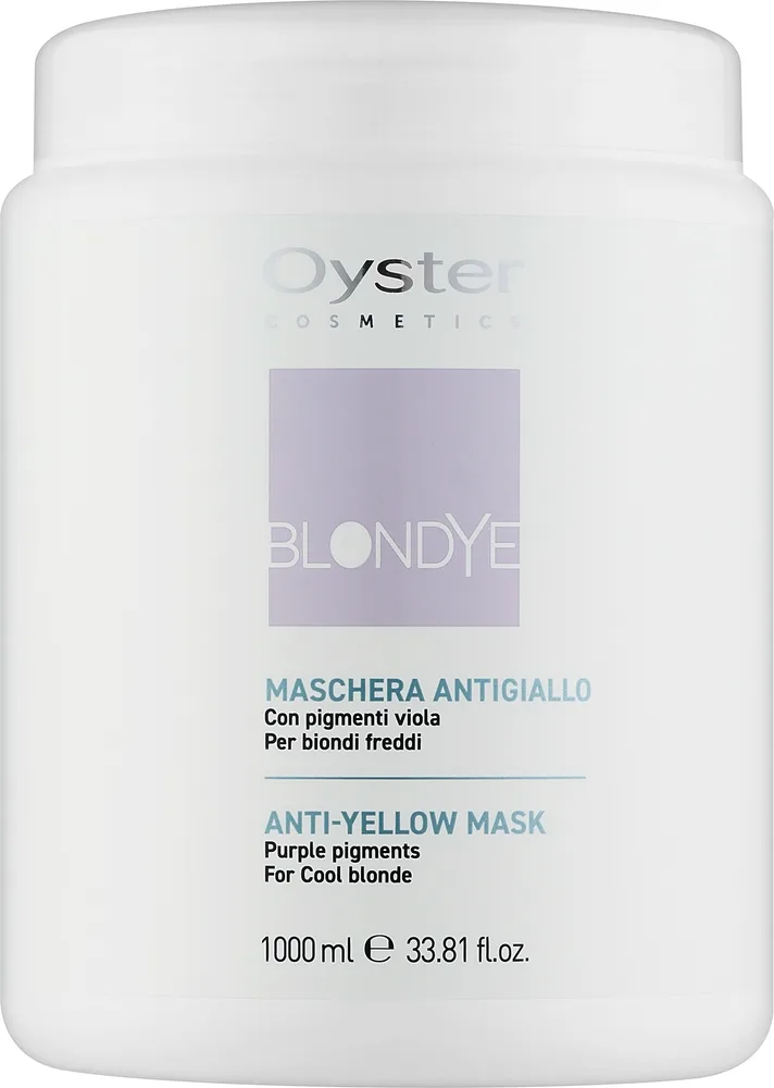Oyster Cosmetics Oyster Cosmetics Blondye Anti-Yellow Mask - Тонирующая маска для светлых волос Oyster Blondye против желтизны, черника, облепиха, гиалуронат натрия, 1000 мл