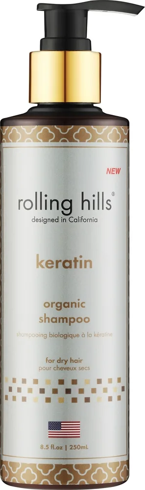 Шампунь Rolling Hills Keratin Organic с кератином и пантенолом для гладкости волос, 250 мл, США