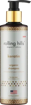 Шампунь Rolling Hills Keratin Organic с кератином и пантенолом для гладкости волос, 250 мл, США