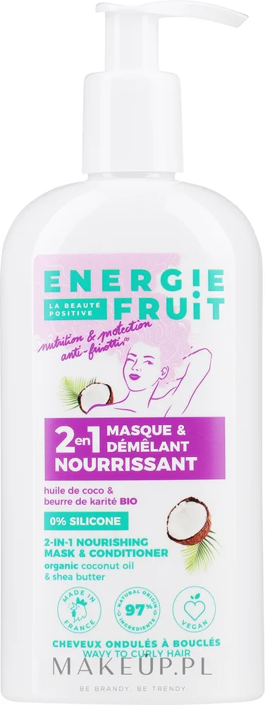 Маска-кондиционер для волос Energie Fruit 2-в-1 кокосовое масло, масло ши, пантенол, без силиконов, 300 мл