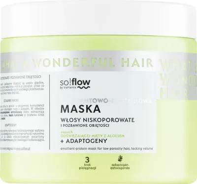 Маска для низкопористых волос So!Flow с ашвагандой, масло какао, сквалан, аминокислоты, для объёма, 400 мл