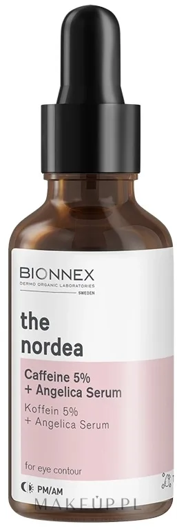 Сыворотка для области вокруг глаз Bionnex The Nordea Caffeine 5% + Angelica с кофеином экстрактом дягиля и альбиции для сияния 30 мл