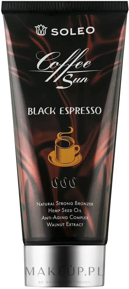 Лосьон-бронзер для загара в солярии Soleo Coffee Sun Black Espresso с маслом ши, конопляным маслом и кофейным ароматом, 150 мл
