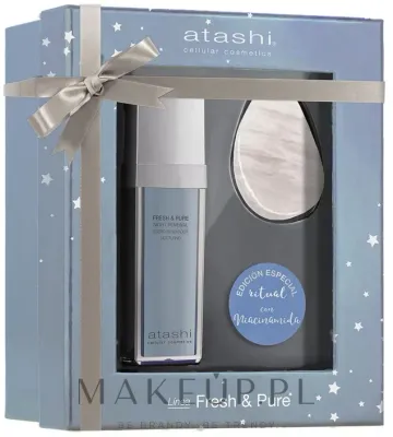 Набор Atashi Fresh & Pure сыворотка с ниацинамидом и скваланом и массажер гуаша 30 мл
