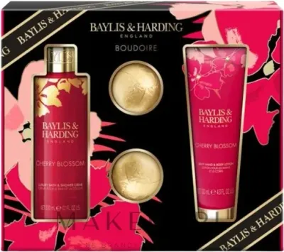 Набор Baylis & Harding Boudoire Cherry Blossom крем для ванны и душа 300 мл лосьон 200 мл и 2 бомбочки для ванны по 75 г