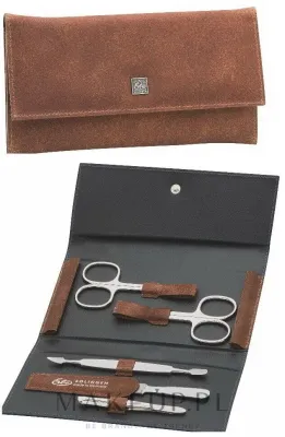 Маникюрный набор Erbe Solingen Cognac Snap Button Case 5 предметов, футляр на кнопке, коричневый