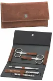 Маникюрный набор Erbe Solingen Cognac Snap Button Case 5 предметов, футляр на кнопке, коричневый — фото 1