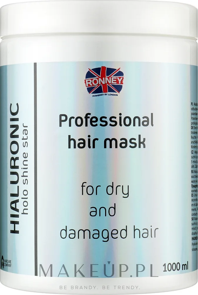 Ronney Professional Ronney Professional Holo Shine Star Hialuronic Mask - Маска для волос Ronney Holo Shine Star увлажняющая, гиалуроновая кислота, для сухих и повреждённых волос, 1000 мл