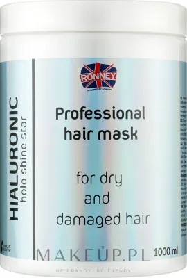 Ronney Professional Ronney Professional Holo Shine Star Hialuronic Mask - Маска для волос Ronney Holo Shine Star увлажняющая, гиалуроновая кислота, для сухих и повреждённых волос, 1000 мл