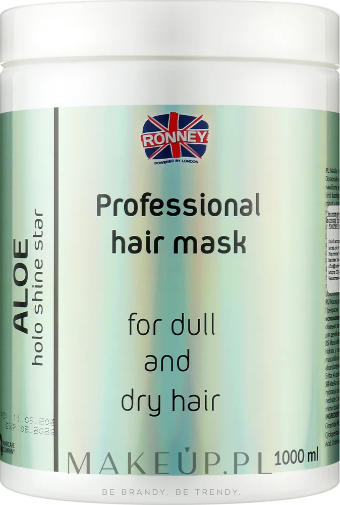 Ronney Professional Ronney Professional Holo Shine Star Aloe Mask - Маска для волос Ronney Holo Shine Star увлажняющая, керамиды, липиды молока, фитосфингозин, для сухих волос, 1000 мл