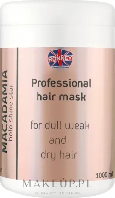 Ronney Professional Ronney Professional Holo Shine Star Macadamia Mask - Маска для волос Ronney Holo Shine Star с маслом макадамии, для тонких и сухих волос, питание и блеск, 1000 мл