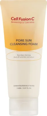 Cell Fusion C Pore Sun очищающая пенка с LHA салициловой кислотой маслами тамону и миндаля 150 мл