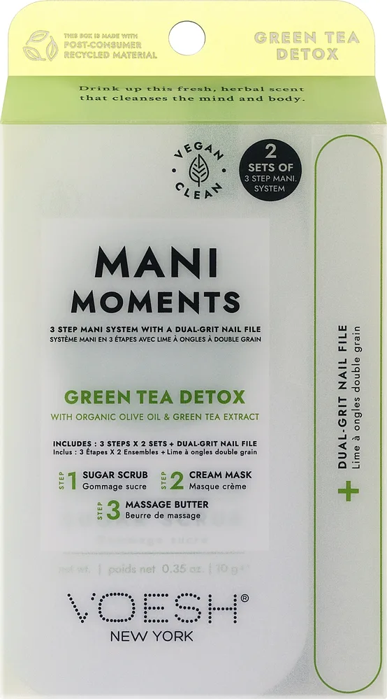 Набор для рук и ногтей Voesh Green Tea скраб маска и масло с зеленым чаем и оливой и пилка 2x10 г