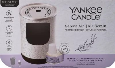 Набор Yankee Candle Serene Air ультразвуковой диффузор и наполнитель лаванда и морская соль 17 мл
