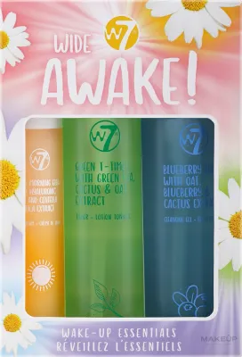 Набор W7 Wide Awake тоник с зеленым чаем очищающий гель и дневной крем 2x120+50 мл