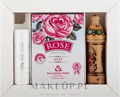 Набор Bulgarian Rose мыло бальзам для губ с розой и розовая эссенция 100 г+4.5 г+2 мл