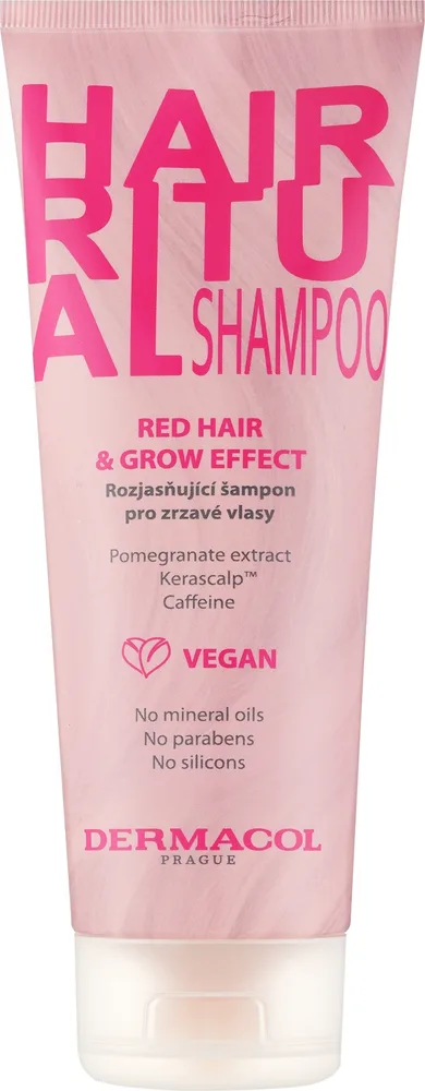 Dermacol Hair Ritual шампунь для рыжих волос с кофеином и экстрактом граната, поддержание оттенка окрашенных волос, 250 мл