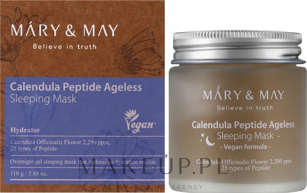 Гелевая ночная маска для лица с пептидами и календулой Mary & May Calendula Peptide Ageless Sleeping Mask / Мэри энд Мэй, 30 г