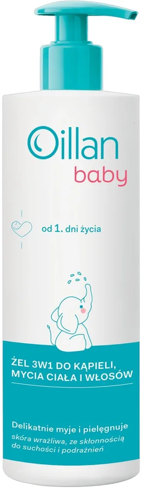 Гель для душа Oillan Baby 3 в 1 для купания, тела и волос, 400 мл