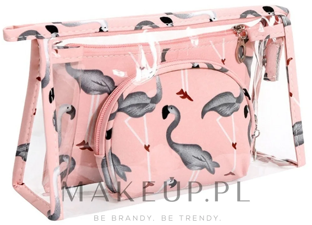 Косметичка Ecarla Flamingo 3 в 1 женская розовая набор из трех футляров