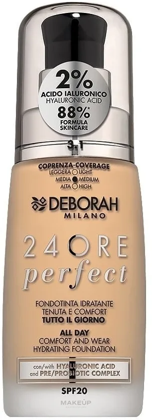 Тональный крем Deborah 24Ore Perfect SPF 20 стойкий матирующий, 30 мл, оттенок 3.1 - Light Gold