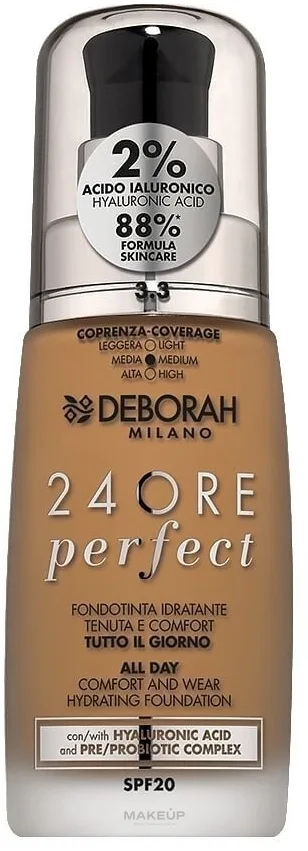 Тональный крем Deborah 24Ore Perfect SPF 20 стойкий матирующий, 30 мл, оттенок 3.3 - Gold