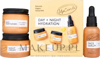 Набор UpCircle Day + Night крем с витамином E и алоэ ночной крем и сыворотка с кофе 60+55+30 мл