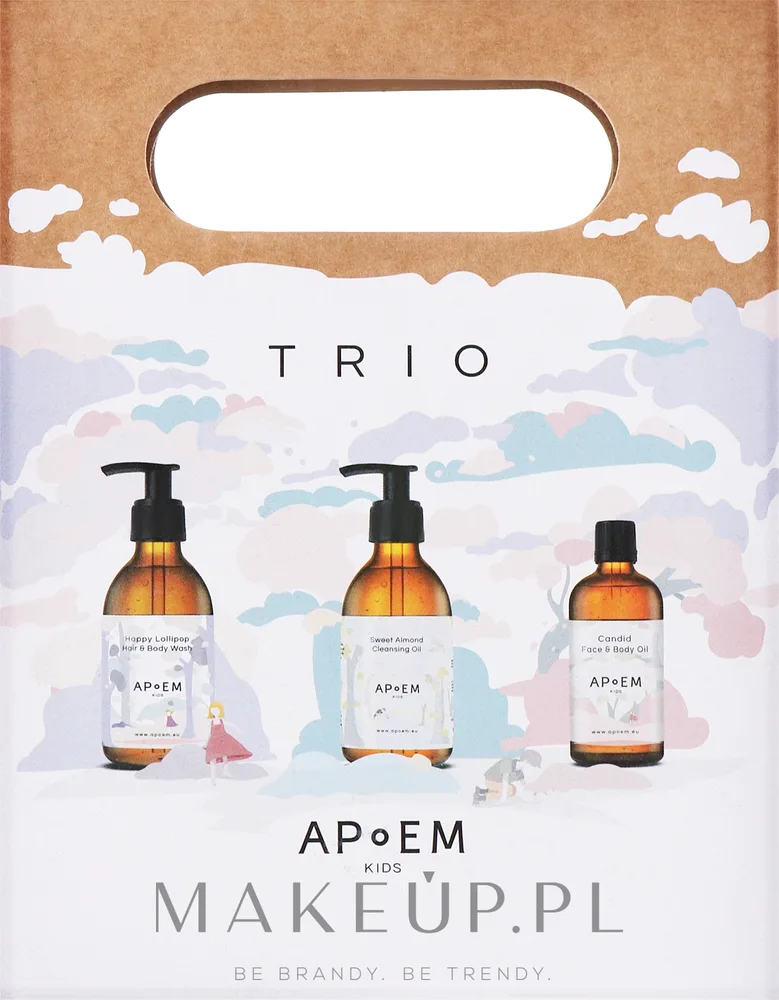 Детский набор APoEM Kids гель для мытья очищающее масло и масло для лица и тела с рисом и шиповником 3x60 мл