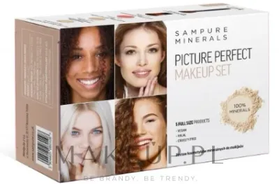 Sampure Minerals Picture Perfect Makeup Set Ivory набор для макияжа минеральный пудра румяна кисти кабуки 5 предметов