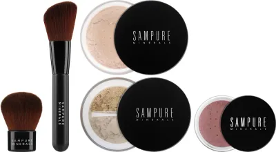 Sampure Minerals Picture Perfect Makeup Set Fair Medium набор для макияжа минеральная пудра тональная пудра румяна кисть кабуки кисть для румян 5 предметов